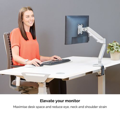 Eppa Single Monitor Arm Silver Laptop / Monitor Risers SW4109