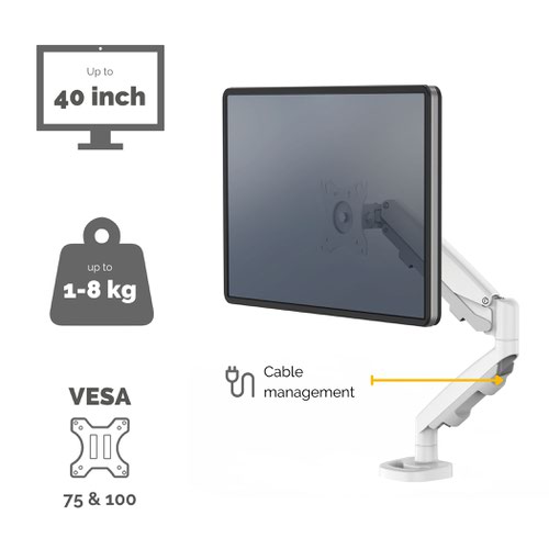 Eppa Single Monitor Arm White Laptop / Monitor Risers SW4111