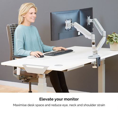 Eppa Dual Monitor Arm Silver Laptop / Monitor Risers SW4112