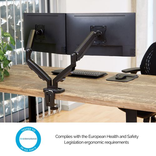 Eppa Dual Monitor Arm Black Laptop / Monitor Risers SW4113