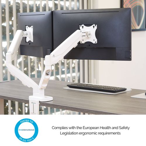 Eppa Dual Monitor Arm White Laptop / Monitor Risers SW4114