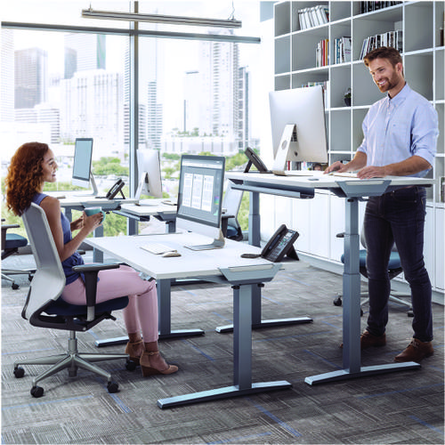 Fellowes Levado Height Adjustable Desk White 1400mm 9708701 Office Desks 37727FE