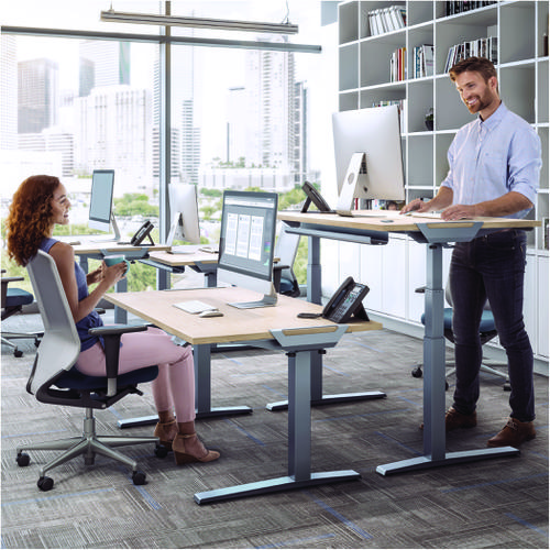 Fellowes Levado Height Adjustable Desk Maple 1400mm 9709301 Office Desks 37755FE