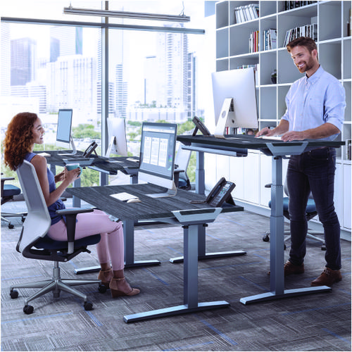 Levado™ Height Adjustable Desk - Newport Oak 1400mm