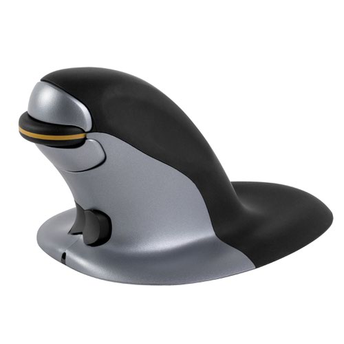 Fellowes Penguin Ambidextrous Vertical Mouse Wireless Large Black/Silver 9894501