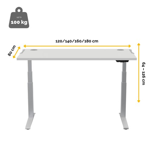 Levado™ Height Adjustable Desk (Base Only) - Silver