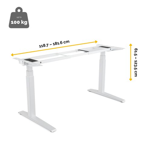 Fellowes Levado Height Adjustable Desk (Base Only) - White