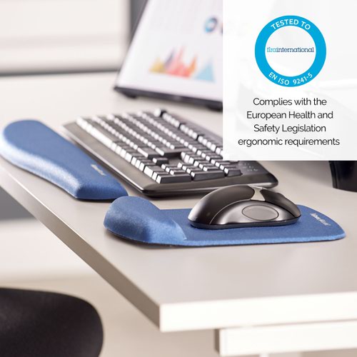 Fellowes PlushTouch Keyboard Wrist Support Blue- Microban 9287402
