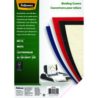 Fellowes Binding Covers 250gsm Leathergrain A4 White Ref 5370104 [Pack 100]