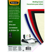 Fellowes Binding Covers 250gsm Leathergrain A4 Royal Blue Ref 5371305 [Pack 100]
