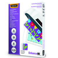 Fellowes 54525 A4 Pre-Punched 80 Micron Laminating Pouch 100pk