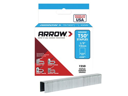 Arrow A50824 T50 Staples 12mm (1/2in) (Box 1250)