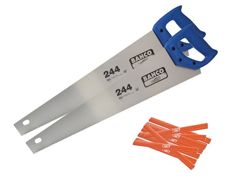 Bahco 244-22-2P-PHB 2 x 244 Hardpoint Handsaw 550mm (22in) & Pack of 10 Pencils
