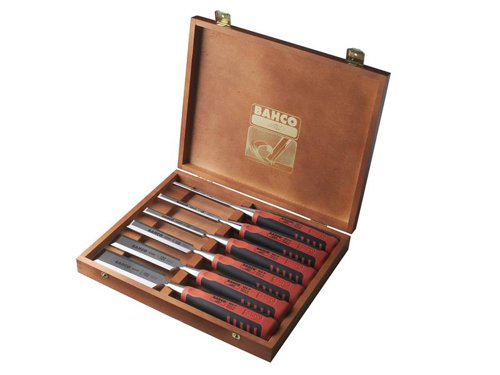 Bahco 424P-S6-EUR 424P-S6 Bevel Edge Chisel Set in Wooden Box, 6 Piece