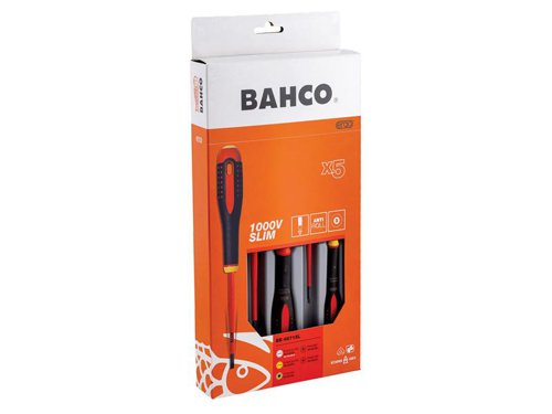 Bahco BE-9871SL BE-9871SL ERGO™ Slim VDE Insulated Screwdriver Set, 5 Piece