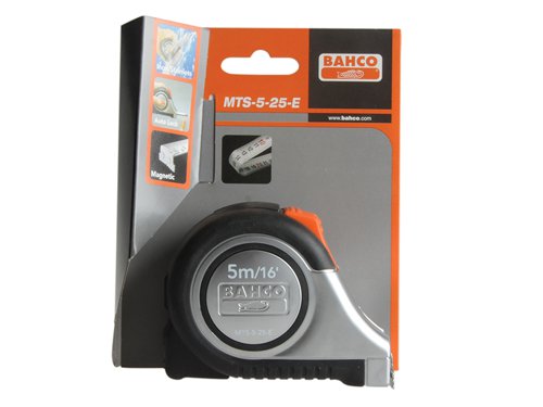 Bahco MTS-5-25-E MTS Reversible Magnetic Tip Auto Pocket Tape 5m/16ft (Width 25mm)