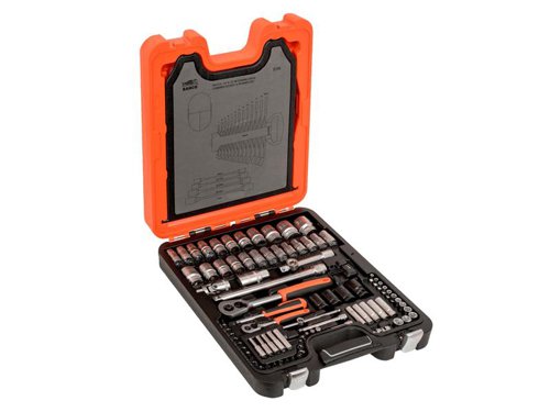 Bahco S106 S106 Socket & Spanner Set of 106 AF & Metric 1/4 & 1/2in Drive