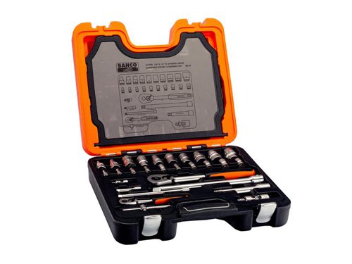 Bahco S410 S410 Socket & Spanner Set of 41 Metric 1/4in & 1/2in Drive