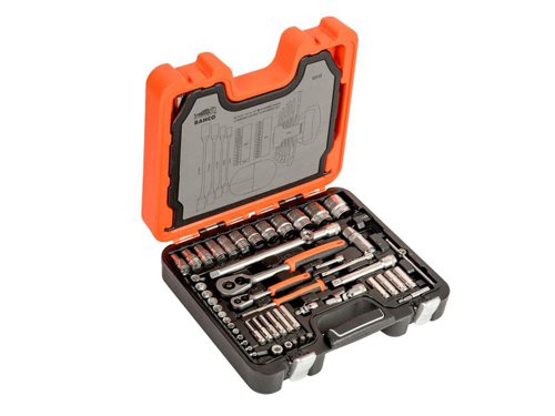 Bahco S910 S910 Socket & Spanner Set of 92 Metric & AF 1/4 & 1/2in Drive