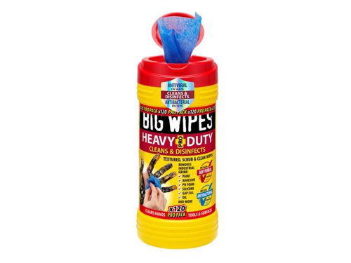 Big Wipes 2423 0000 Heavy-Duty Pro+ Antiviral Wipes (Pro Pack Tub 120)