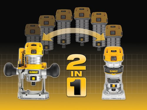 DEWALT D26204K-GB D26204K 1/4in Premium Plunge & Fixed Base Combi Router 900W 240V