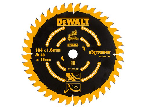 DEWALT DT1668-QZ Cordless Mitre Saw Blade For DCS365 184 x 16mm x 40T