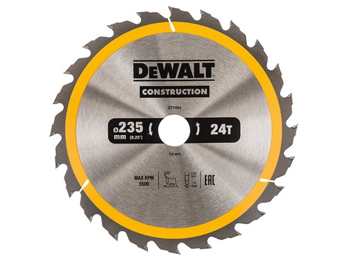 DEWALT DT1954-QZ Portable Construction Circular Saw Blade 235 x 30mm x 24T