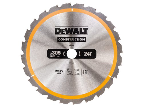 DEWALT DT1958-QZ Stationary Construction Circular Saw Blade 305 x 30mm x 24T ATB/Neg