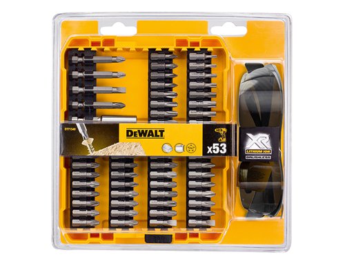 DEWALT DT71540-QZ DT71540 High-Performance Screwdriving Bit Set, 53 Piece + Safety Glasses