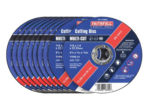 Faithfull  Multi-Purpose Cutting Disc 115 x 1.0 x 22.23mm (Pack 10)
