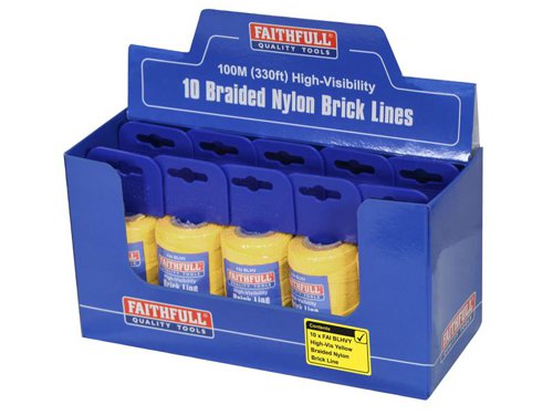 Faithfull  Hi-Vis Nylon Brick Line 100m (330ft) Yellow