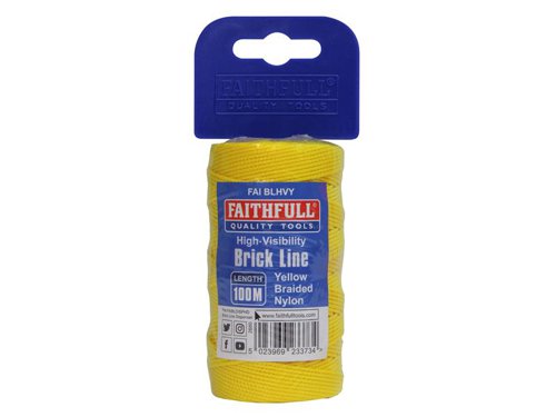 Faithfull  Hi-Vis Nylon Brick Line 100m (330ft) Yellow