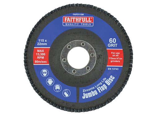 Faithfull  Abrasive Jumbo Flap Disc 115mm Medium