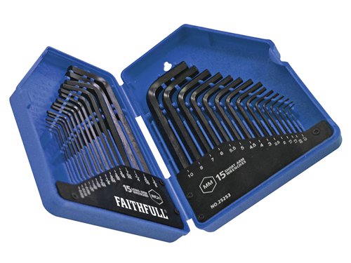 Faithfull  Metric/Imperial Hex Key Set, 30 Piece (0.7-10mm 0.028-3/8in)