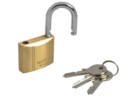 Faithfull BC0440 Brass Padlock 40mm 3 Keys