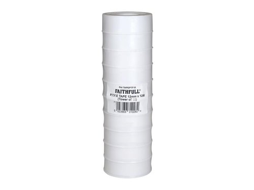 Faithfull 08001212ST10TB P.T.F.E Tape 12mm x 12m White (Pack 10)