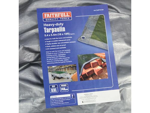 Faithfull  Tarpaulin Green/Silver 5.4 x 3.6m (18 x 12ft) 80gsm