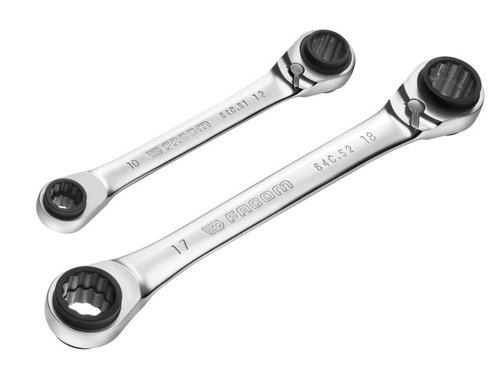 Facom 64C.J2PB Quatro Ratcheting Spanner Set, 2 Piece