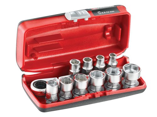 Facom RXPICO 1/4in Drive 6-Point Hex Metric Socket Set, 11 Piece