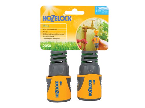 Hozelock 100-000-518 / 2050P0025 2050 Hose End Connector Plus for 12.5-15mm (1/2-5/8in) Hose (Twin Pack)
