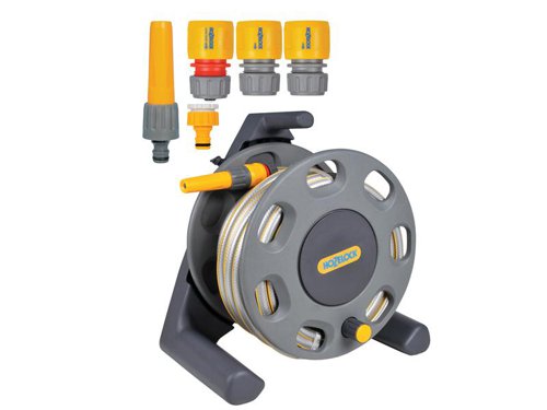 Hozelock 100-000-898 / 2412R0275 2412 30m Freestanding Compact Hose Reel + 25m of 12.5mm Hose