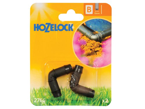 Hozelock 100-001-330 / 2766P0000 2766 90° Elbow Connector 13mm (Pack 2)