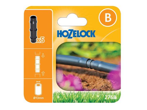 Hozelock 100-001-334 / 2768 0005 2768 Straight Connector 13mm (Pack 5)
