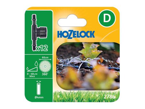 Hozelock 100-001-367 / 2786 0012 2786 In Line Adjustable Mini Sprinkler 4mm (Pack 12)