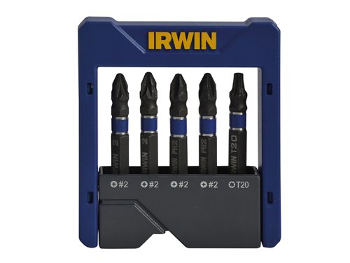 IRWIN® 1923433 Phillips/Pozi/TORX Impact Screwdriver Pocket Bit Set, 5 Piece