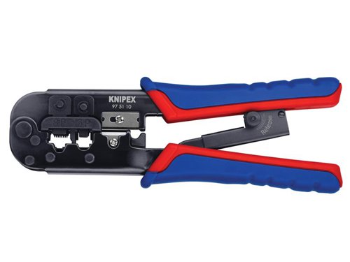 Knipex 97 51 10 SB Crimping Pliers for RJ11/12 RJ45 Western Plugs