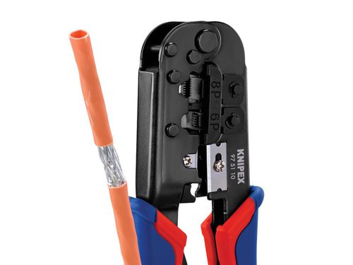 Knipex 97 51 10 SB Crimping Pliers for RJ11/12 RJ45 Western Plugs