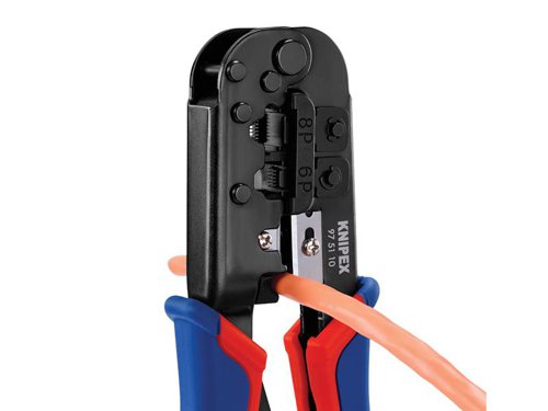 Knipex 97 51 10 SB Crimping Pliers for RJ11/12 RJ45 Western Plugs
