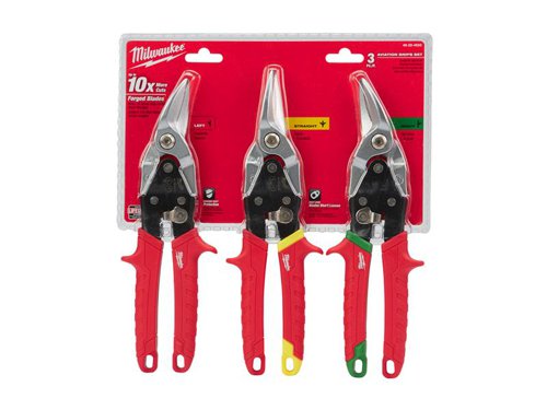 Milwaukee Hand Tools 48224533 Metal Aviation Snips Set, 3 Piece