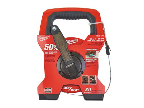 Milwaukee Hand Tools 48225203 Long Open Tape 30m/100ft (Width 13mm)